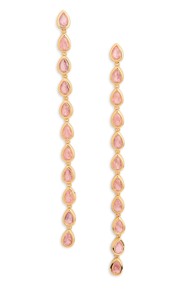 Iris Cubic Zirconia Drop Earrings, Alternate, color, PINK