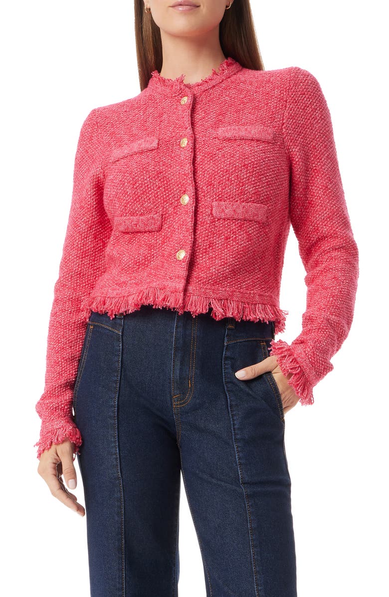Sam Edelman Indria Fringe Jacket, Main, color, Cerise
