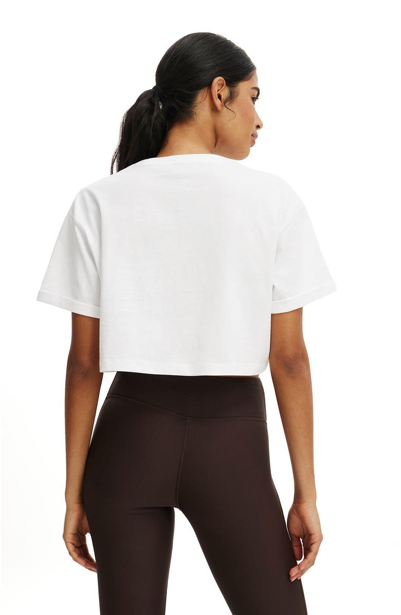 COTTON ON BODY Women's Active Cropped Graphic Active Tee, Alternate, color, White