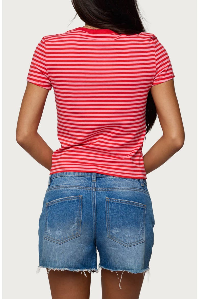 Nessie Stripe T-Shirt, Alternate, color, RED-AND-PINK