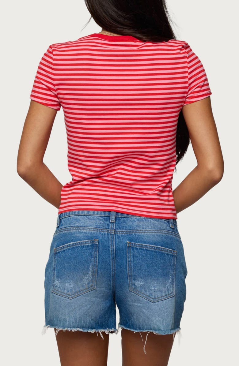 EDIKTED Nessie Stripe T-Shirt, Alternate, color, Red-And-Pink