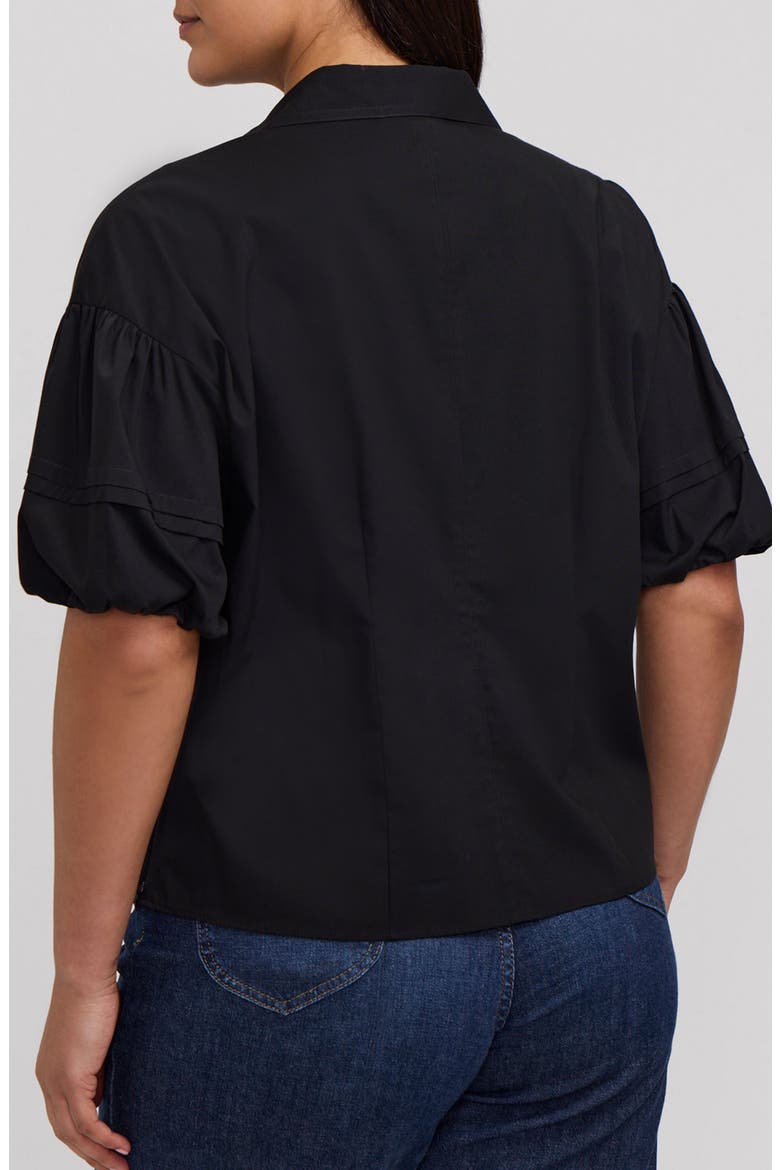 Lucia Puff Sleeve Popover Shirt, Alternate, color, BLACK