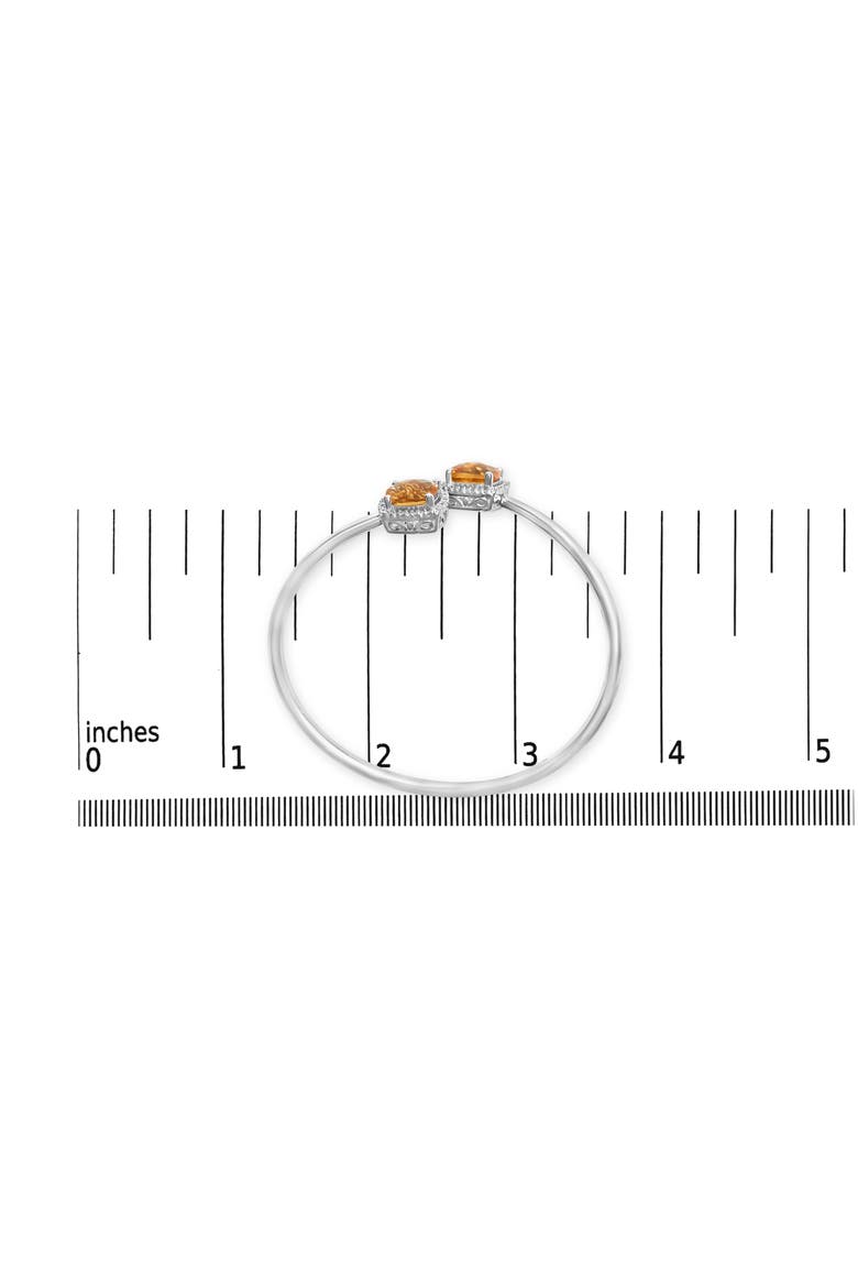 Silver 8mm Yellow Citrine and Diamond Accent Split Bypass Bangle Bracelet, Alternate, color, White