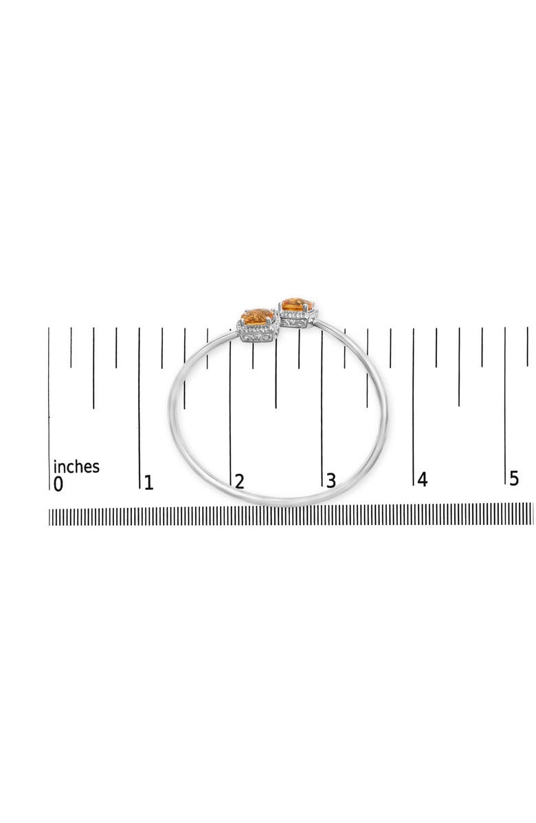 Haus of Brilliance Silver 8mm Yellow Citrine and Diamond Accent Split Bypass Bangle Bracelet, Alternate, color, White
