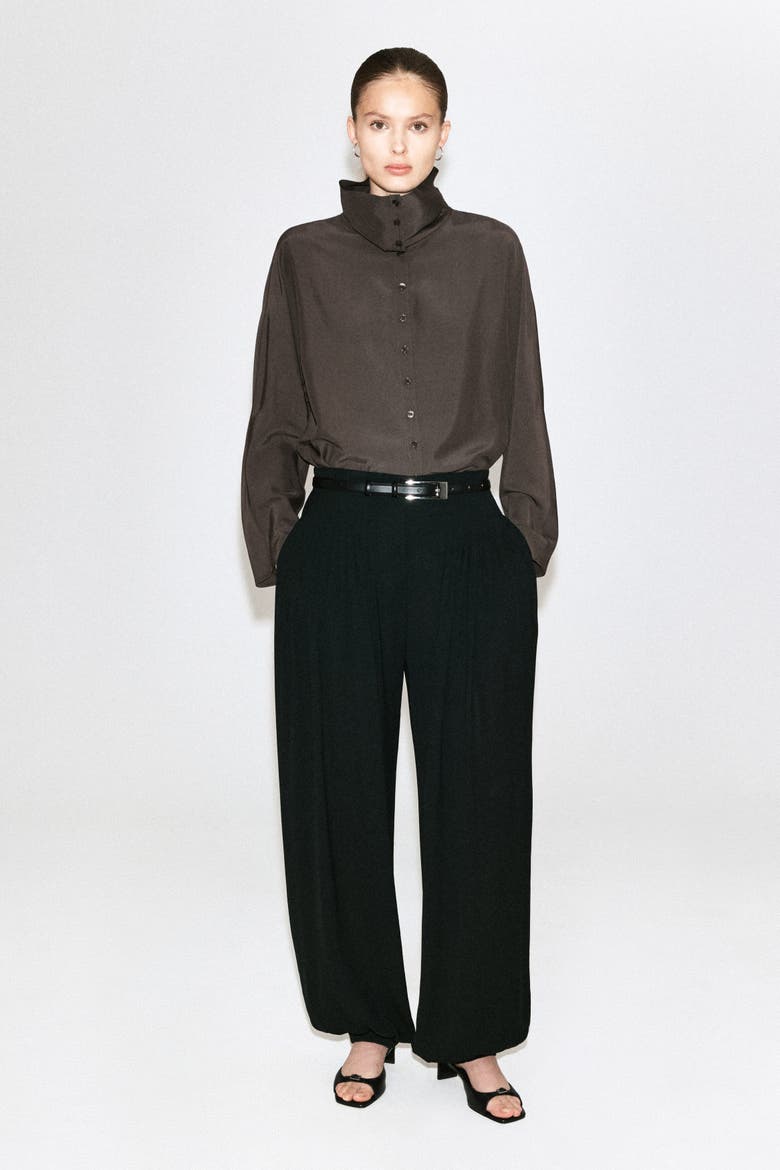 Fluid Mock-Neck Blouse, Alternate, color, GRAY
