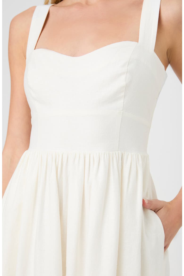 Linen Blend Midi Dress, Alternate, color, SUMMER WHITE