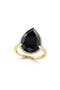 14K Yellow Gold Pear Cut Onyx & Diamond Halo Ring - 0.36ct.