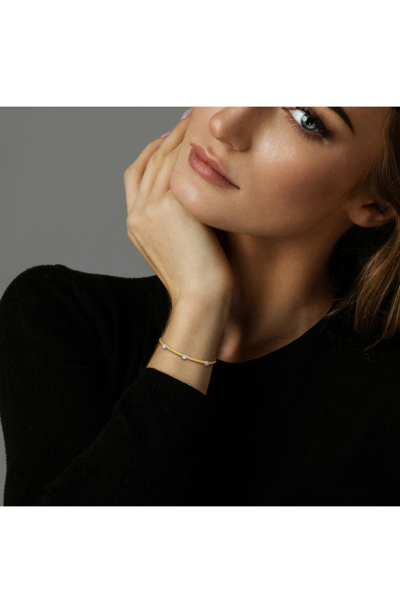 Julianna B. Cubic Zirconia Twist Station Bangle, Alternate, color, Yellow-Plated