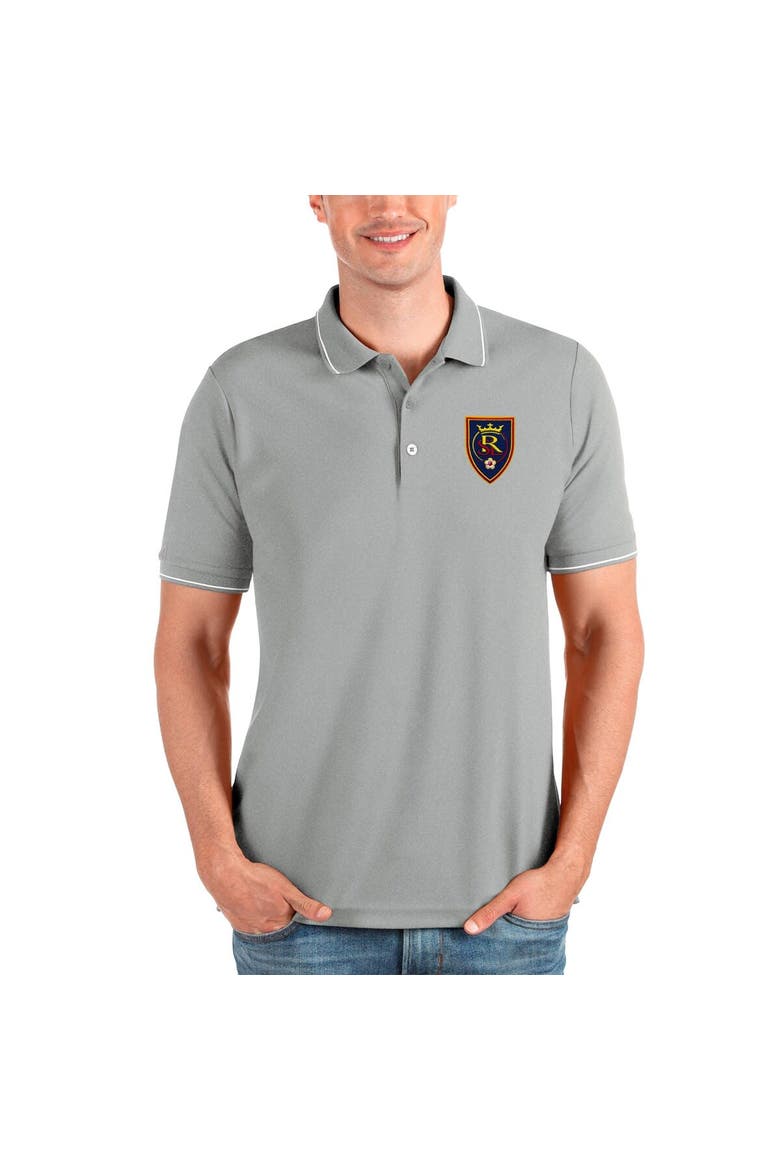 Men's Antigua Heather Gray Real Salt Lake  Solid Pique Polo, Alternate, color, Heather Gray