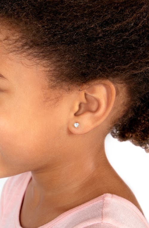 Tiny Blessings 14k Gold 4mm Clear Heart Studs Screw Back Earrings In Brown