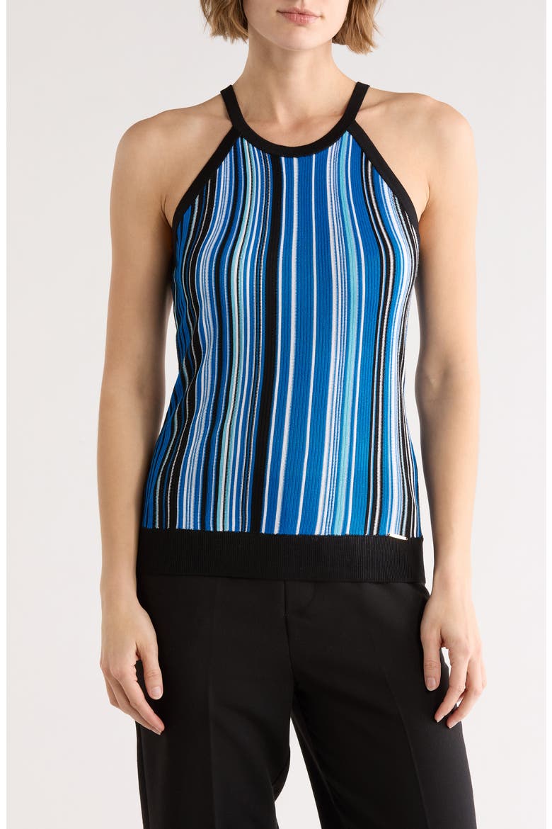 Stripe Halter Neck Sleeveless Top, Main, color, BLUE COMBO