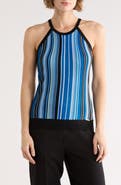 ELIE ELIE TAHARI Stripe Halter Neck Sleeveless Top