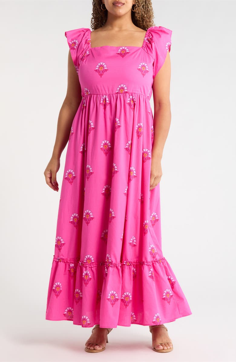 SUGARLIPS Scarlett Floral Mazy Cotton Maxi Dress, Main, color, Fuchsia-Pinks
