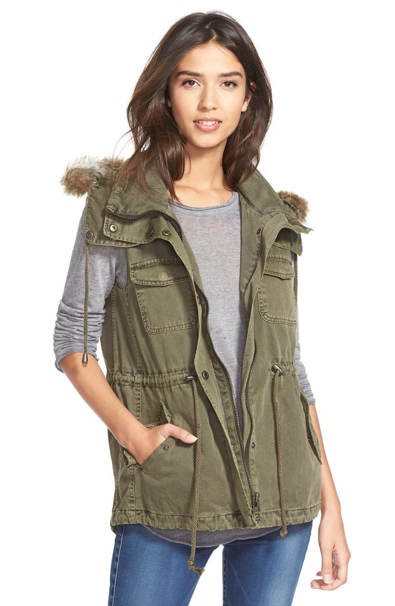 Velvet by Graham & Spencer Faux Fur Army Vest, Main, color,