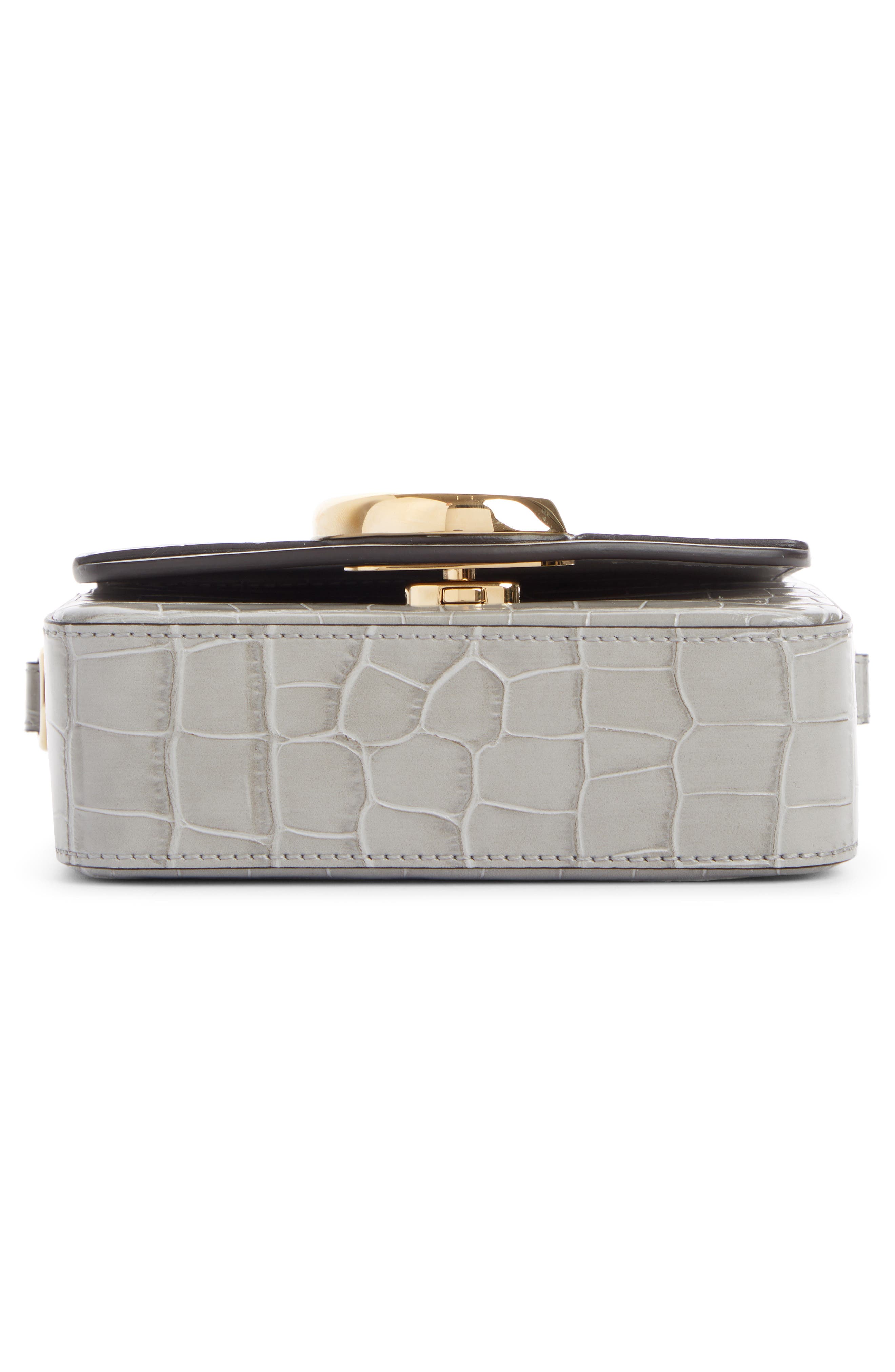 Chloé Mini C Croc Embossed Leather Satchel, Alternate, color, 