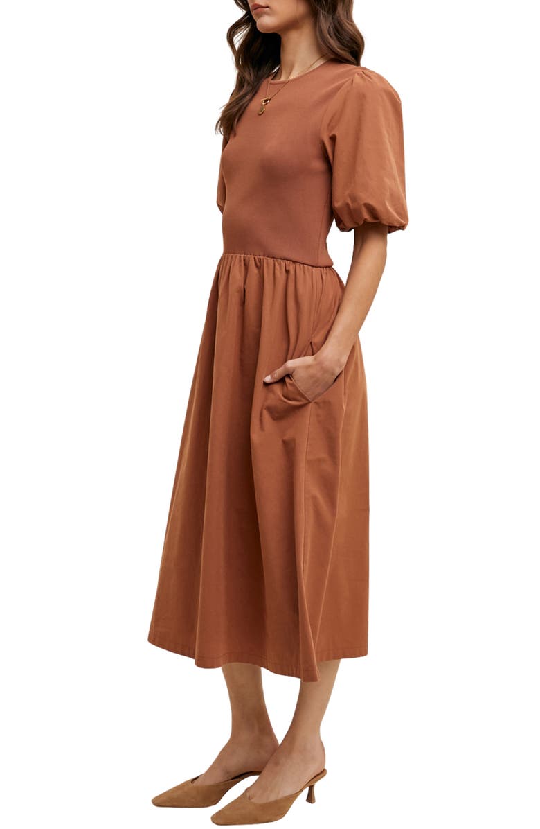 WISHLIST Twofer Midi Dress, Alternate, color, Clay