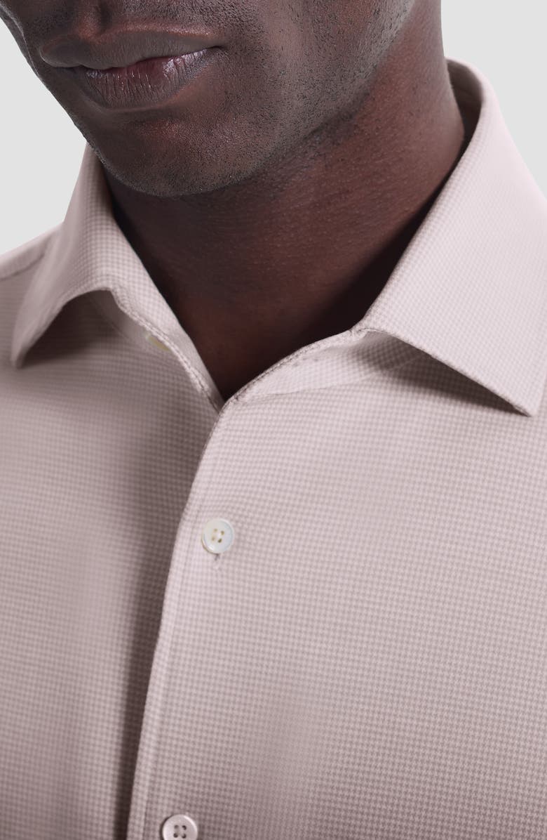 Bugatchi Devon OoohCotton<sup>®</sup> Houndstooth Button-Up Shirt, Alternate, color, Sand