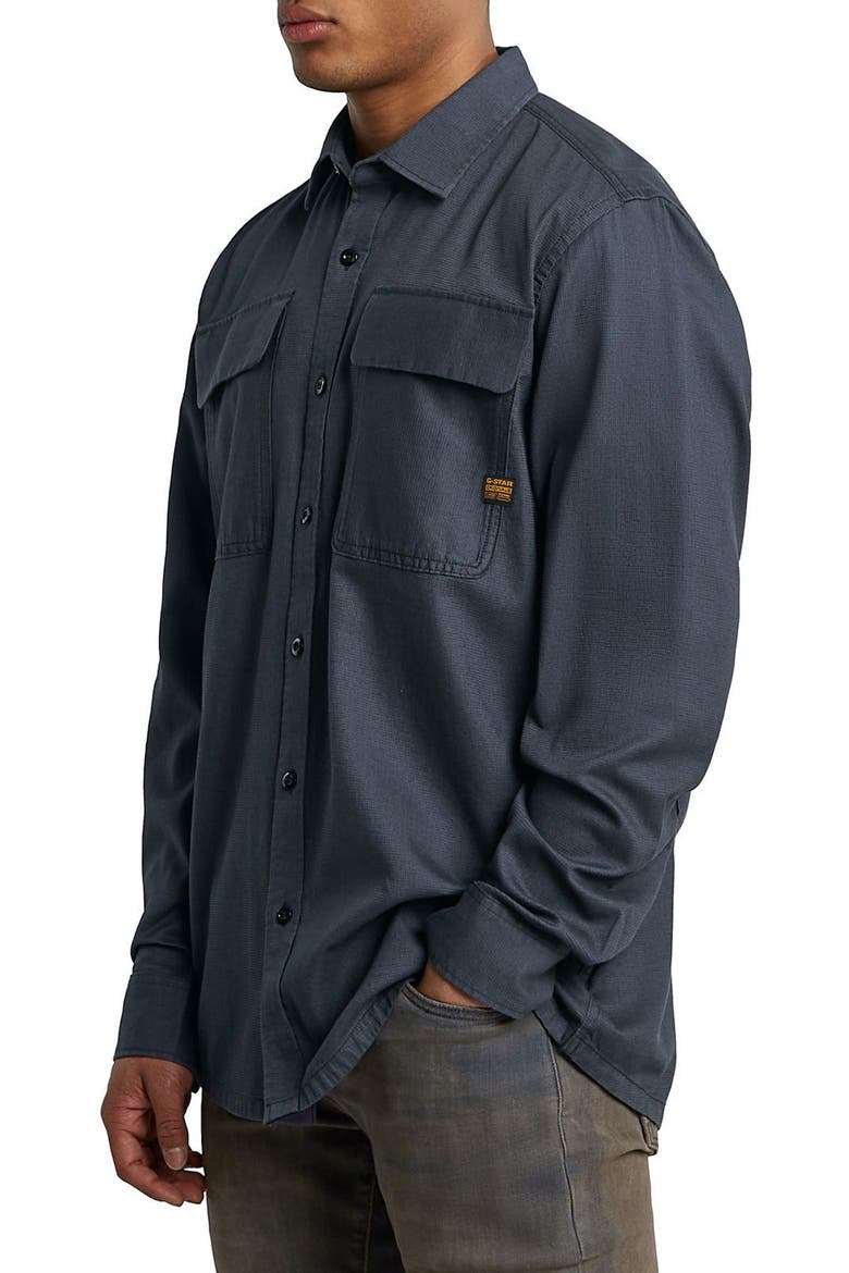CPO Regular Fit Cotton & Linen Button-Up Shirt, Alternate, color, INDIA INK