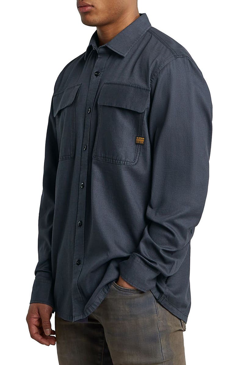 G-STAR CPO Regular Fit Cotton & Linen Button-Up Shirt, Alternate, color, India Ink