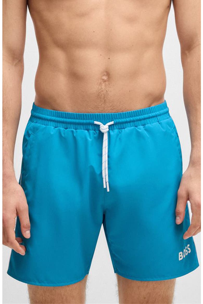 Starfish Solid Swim Trunks, Main, color, TURQUOISE