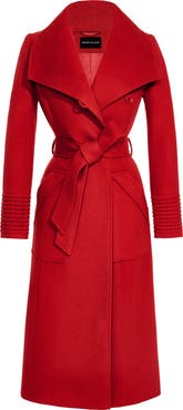 SENTALER Wide Collar Alpaca & Wool Wrap Coat