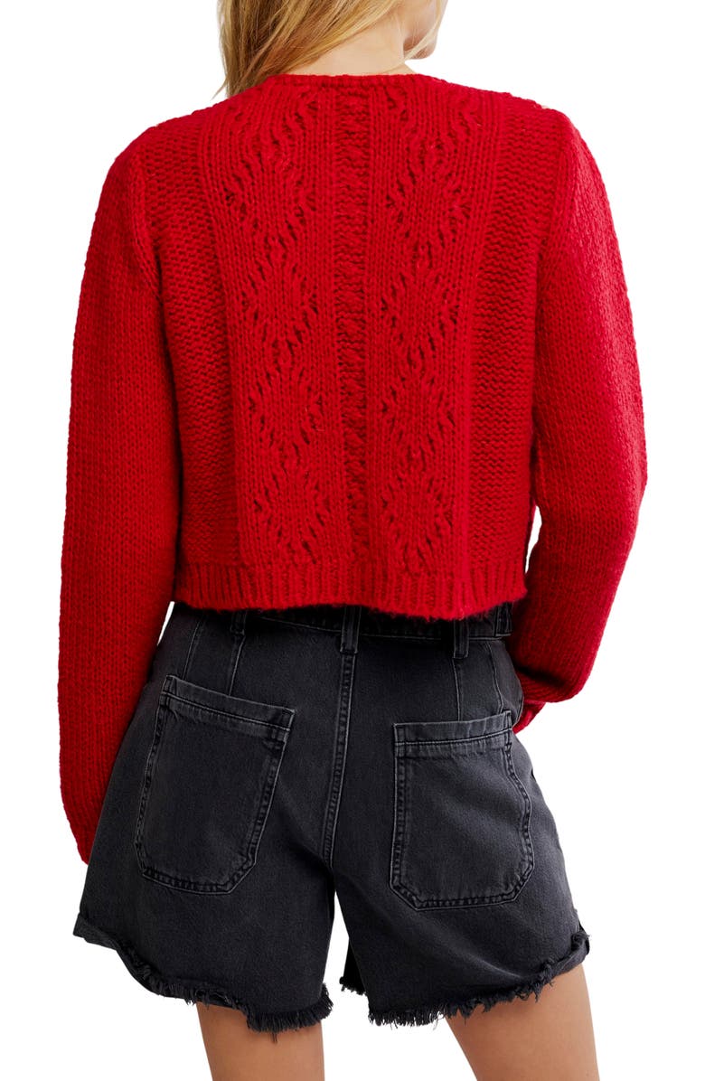 Free People Pixie Beaded Floral Cardigan, Alternate, color, Red