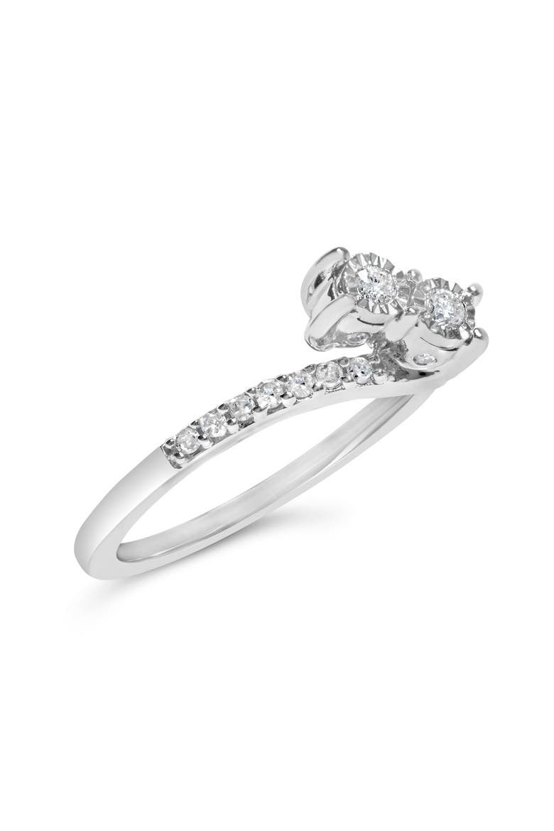 10K White Gold 1/4 Ctw Two-Stone Diamond Bypass Engagement Ring, Alternate, color, White Gold