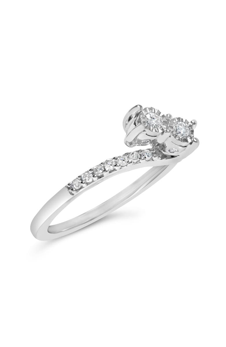 Haus of Brilliance 10K White Gold 1/4 Ctw Two-Stone Diamond Bypass Engagement Ring, Alternate, color, White Gold
