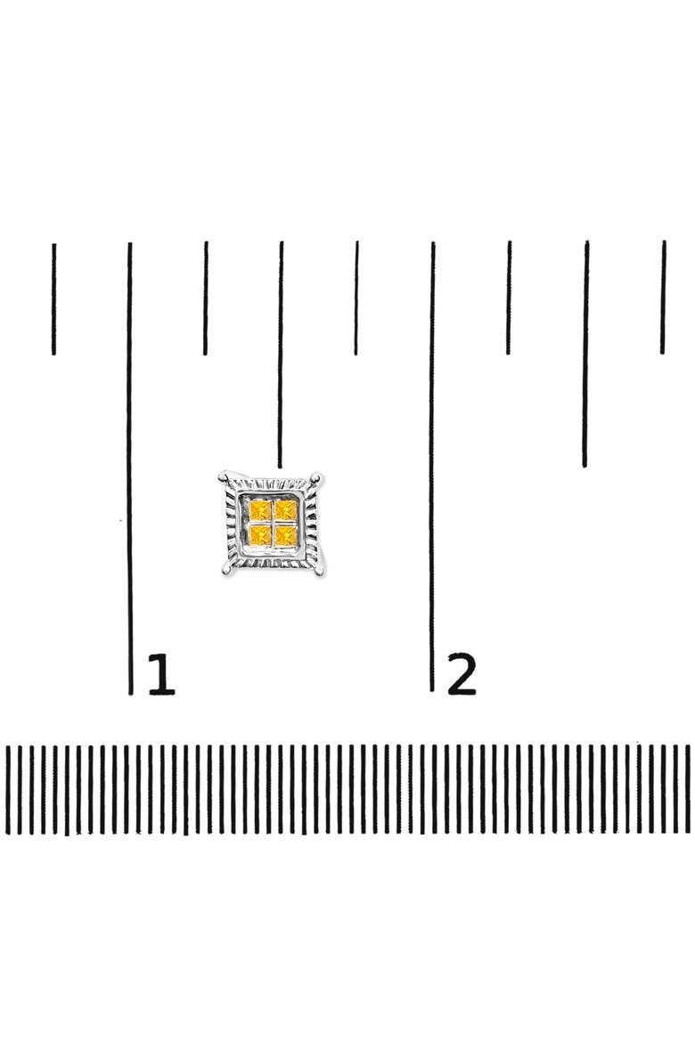 .925 Sterling Silver 1/2 Cttw Yellow Princess Diamond Quad Stud Earring, Alternate, color, White