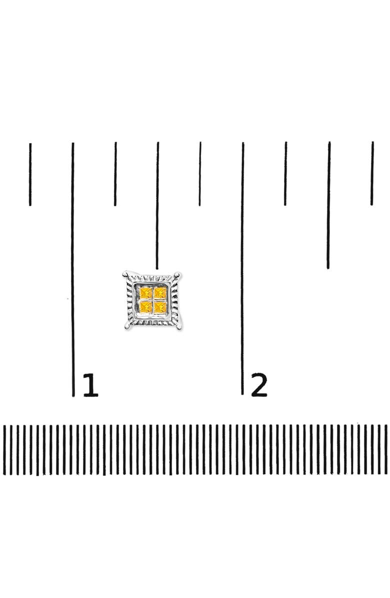Haus of Brilliance .925 Sterling Silver 1/2 Cttw Yellow Princess Diamond Quad Stud Earring, Alternate, color, White