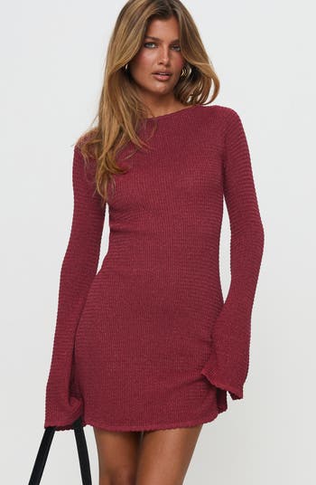 Rhapsody Back Cutout Long Sleeve Knit Minidress