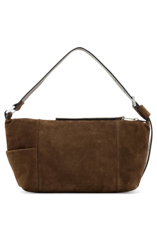 Allsaints Womens Fango Brown Vega Suede Shoulder Bag In Brown