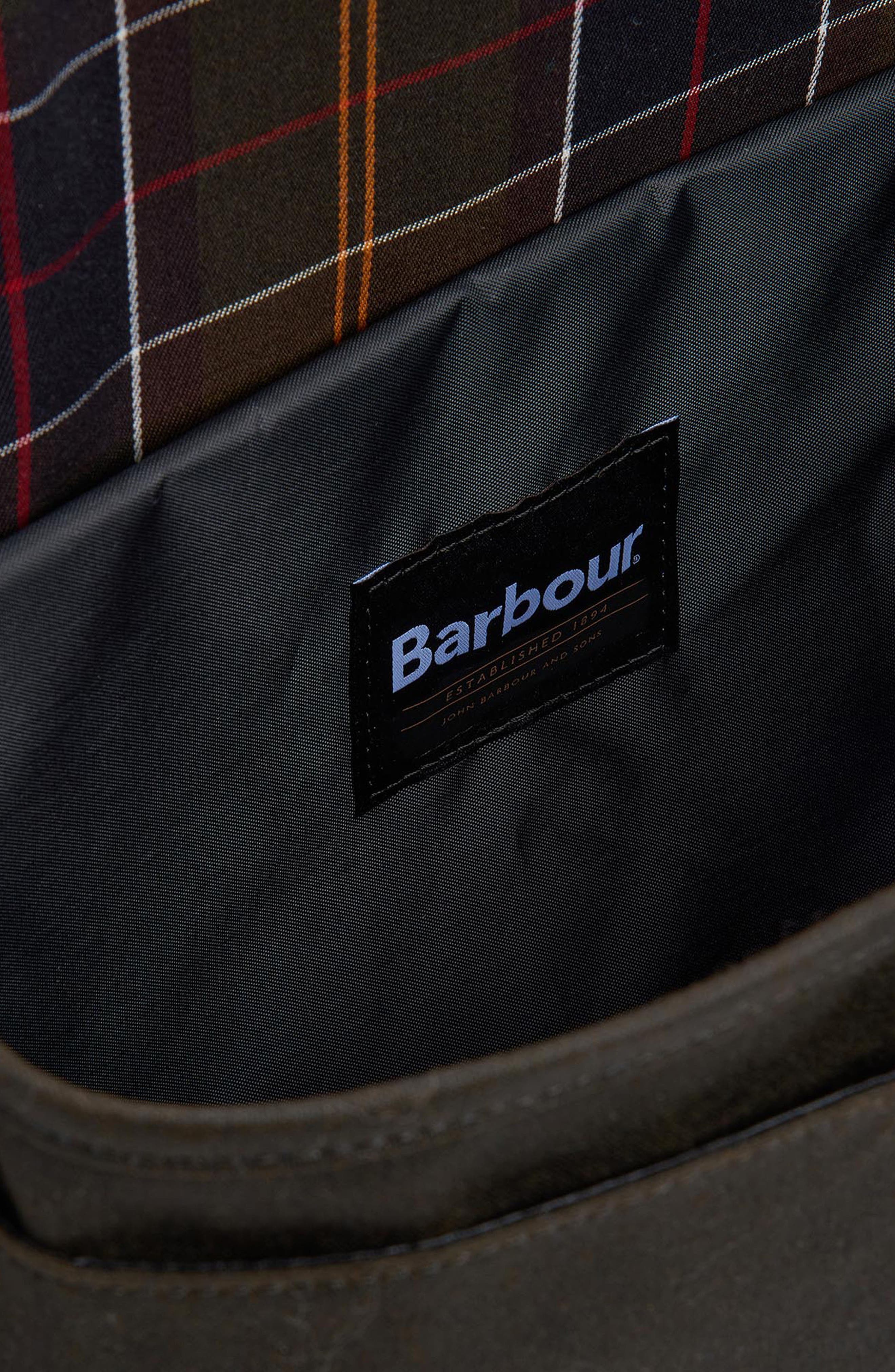 Barbour Field Water Resistant Waxed Cotton Messenger Bag, Alternate, color, Olive