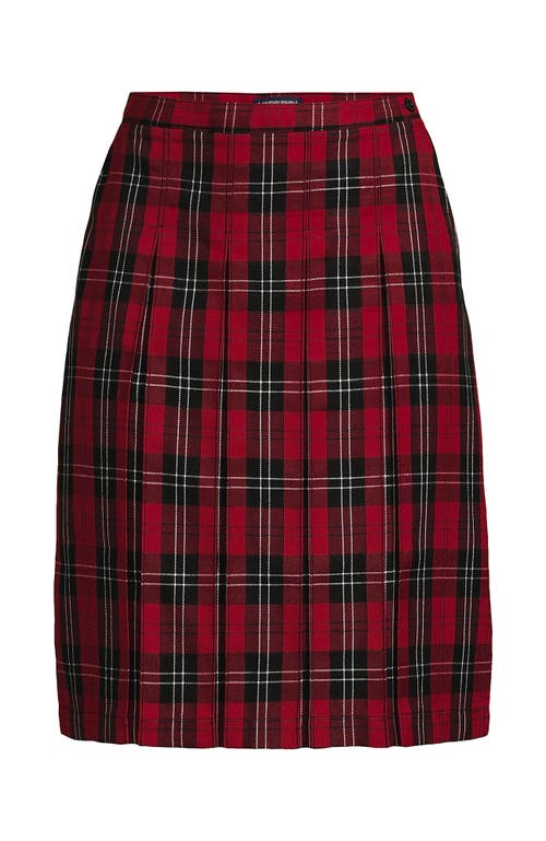 Lands' End School Uniform Young Plaid Box Pleat Skirt Top Of The Knee In Red