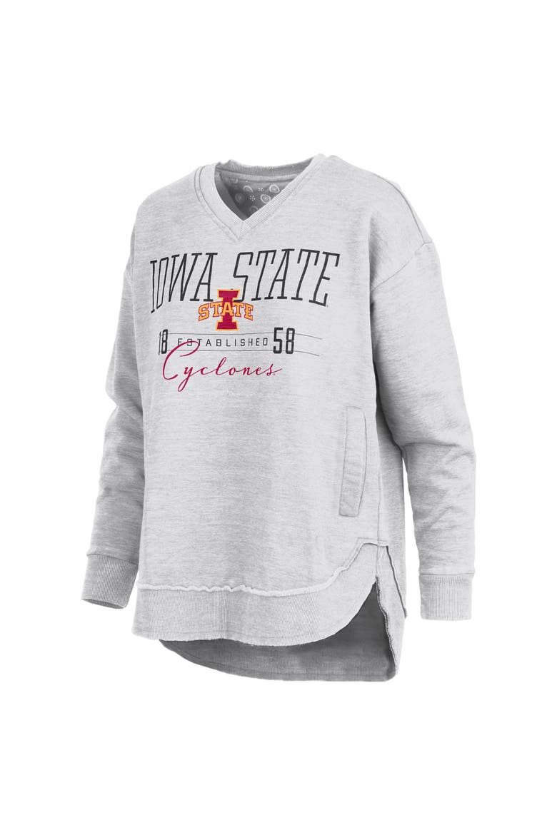Women's Pressbox  Heather Gray Iowa State Cyclones Marcus East Hall Poncho V-Neck Sweatshirt, Alternate, color, Heather Gray