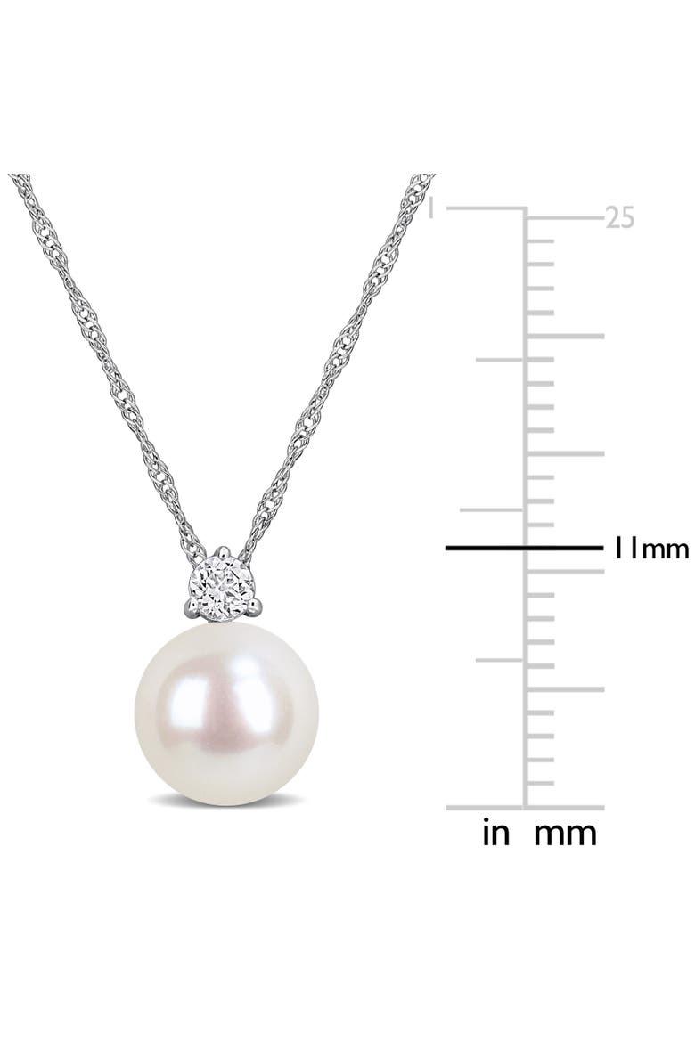Cultured Pearl & Gemstone Solitaire Necklace 14k, Alternate, color, White Topaz