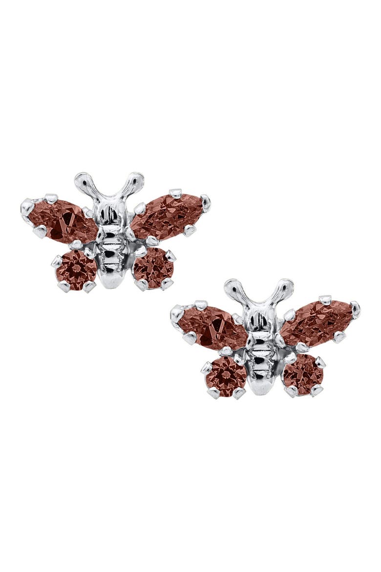Butterfly Birthstone Sterling Silver Earrings, Main, color, JANUARY