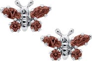 Mignonette Butterfly Birthstone Sterling Silver Earrings