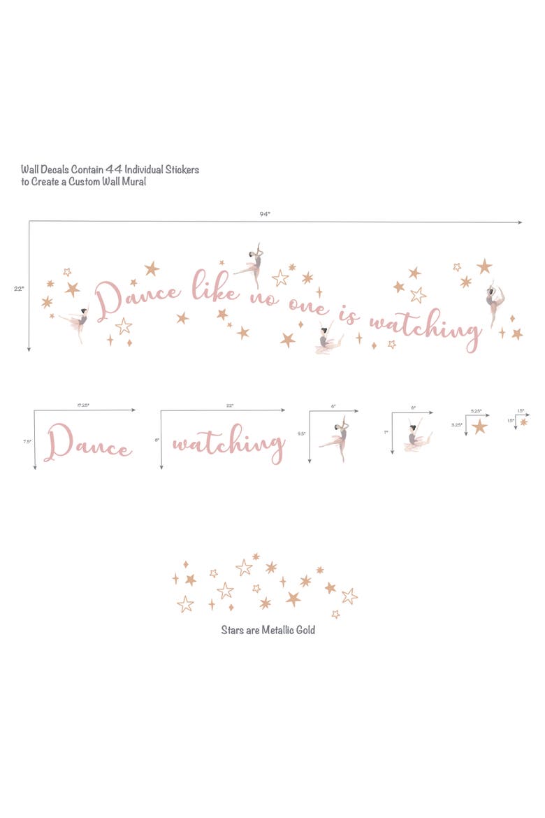 Ballerina Baby Dance Like No One is Watching Wall Decals/Stickers, Alternate, color, Pink