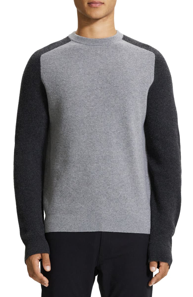 Theory Toby Colorblock Wool & Cashmere Crewneck Sweater, Main, color, 
