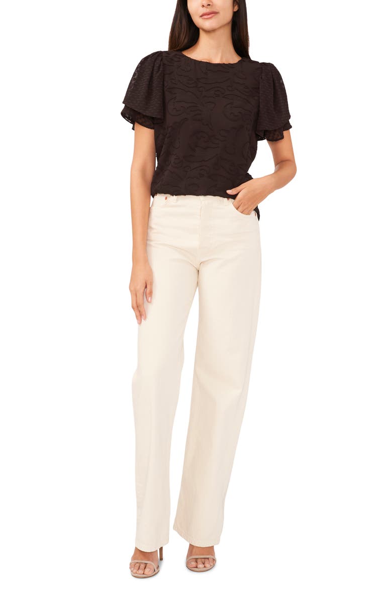 Vince Camuto Texture Tulip Sleeve Blouse, Alternate, color,