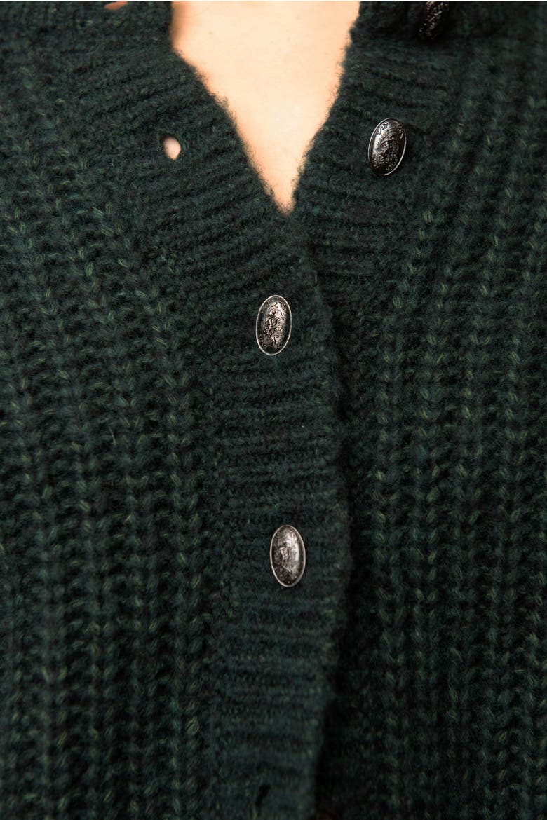 Julia Cozy Thick Ribbon-Laced Mohair Blend Sweater, Alternate, color, Dark Green