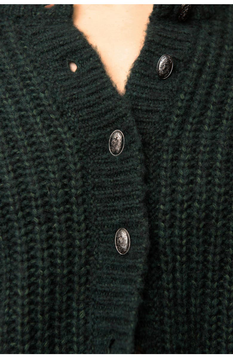 Contessa Mills Julia Cozy Thick Ribbon-Laced Mohair Blend Sweater, Alternate, color, Dark Green