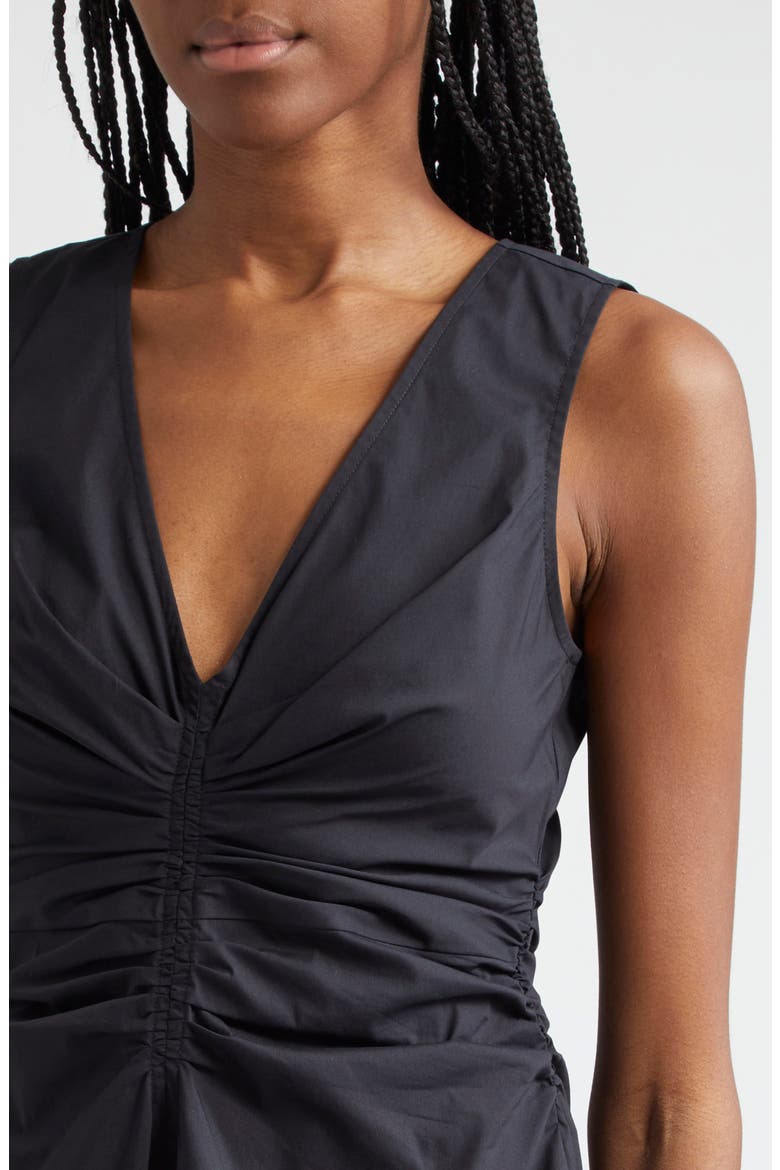 Aiden Center Ruched Stretch Cotton Top, Alternate, color, BLACK
