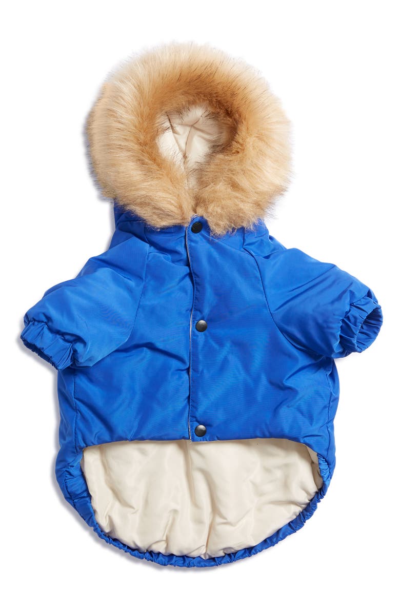 LoveThyBeast Colorblock Hooded Dog Parka, Main, color, 