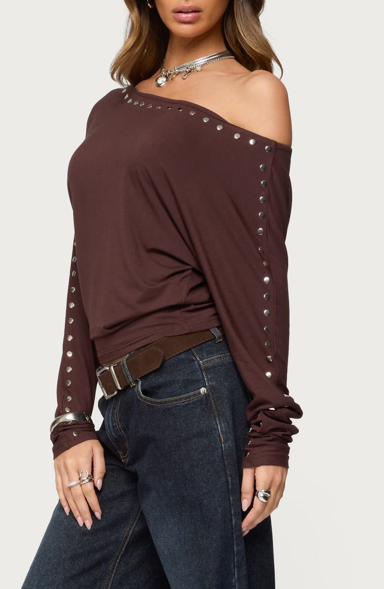 EDIKTED Paola Stud One-Shoulder Top, Alternate, color, 
