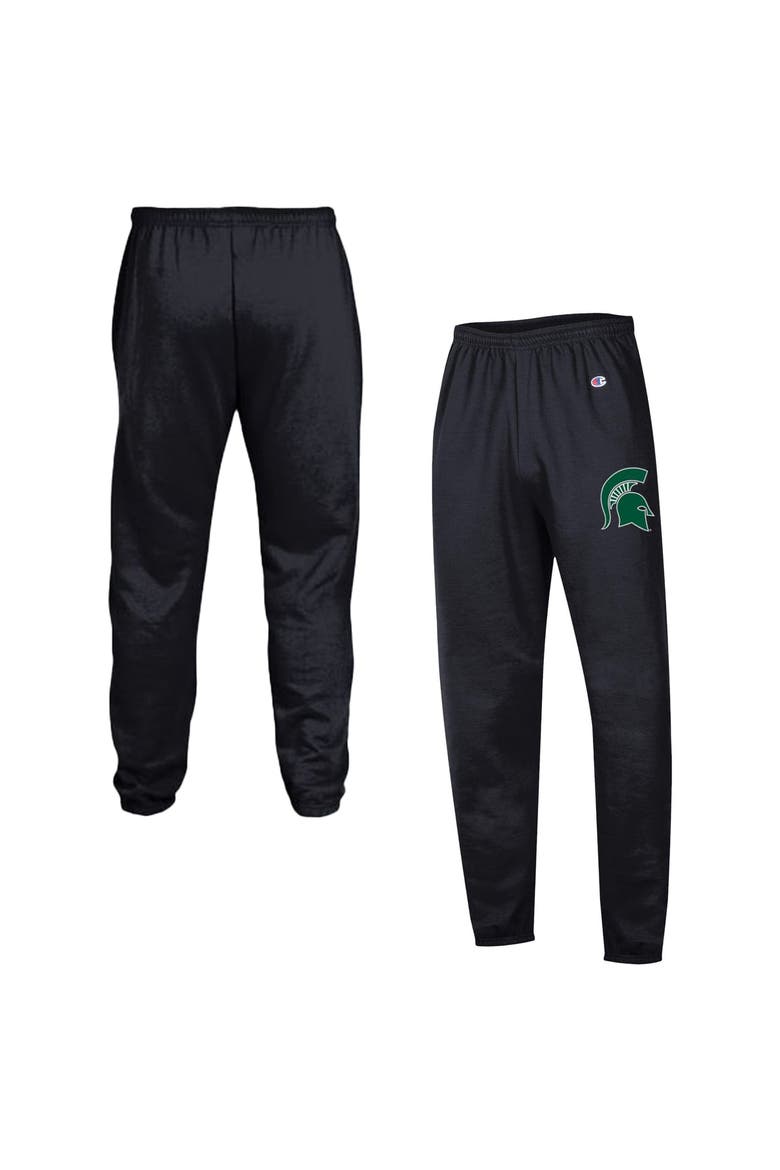 Men's Champion  Black Michigan State Spartans Powerblend Banded Fleece Sweatpants, Main, color, Black