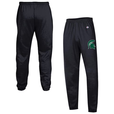 Men's Champion Black Michigan State Spartans Powerblend Banded Fleece Sweatpants