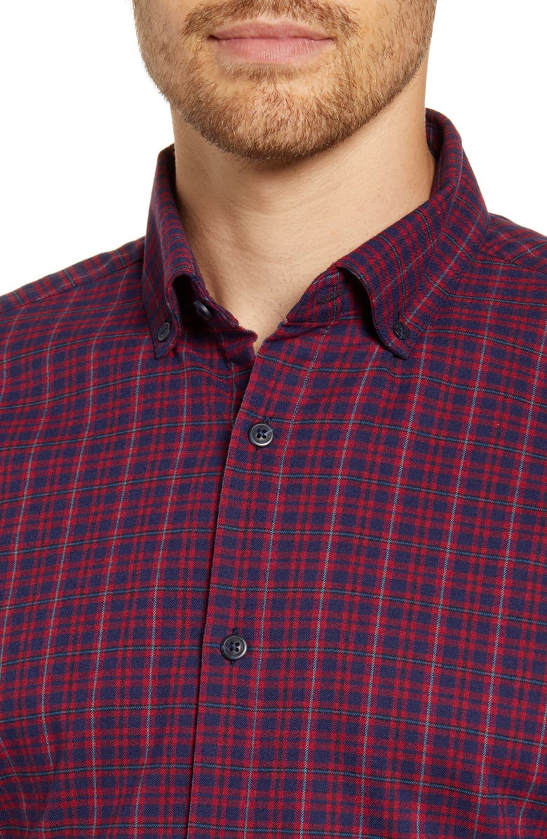Mizzen+Main Wallace Trim Fit Plaid Flannel Button-Down Performance Shirt, Alternate, color, 