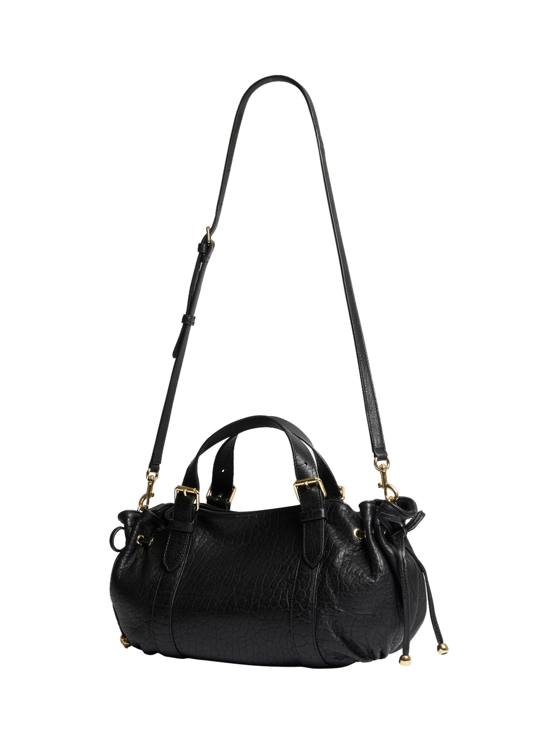 18h Top Handle Leather Shoulder Bag, Alternate, color, Black